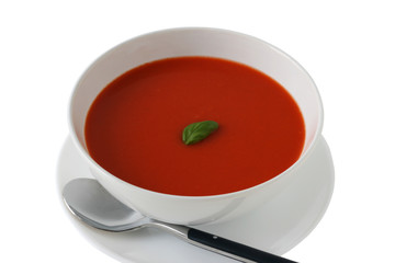 Tomato soup in a bowl