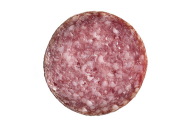 slice of salami isolated over white