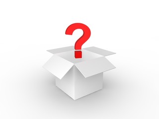 Question Mark in cardboard box