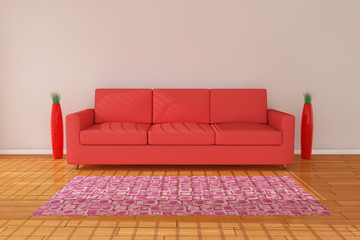 Sofa 3d rendering with vase
