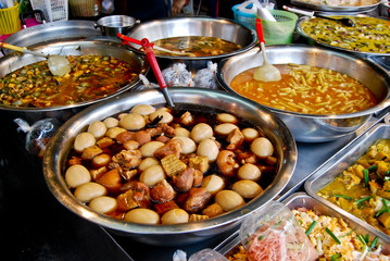 variety of thai food in market