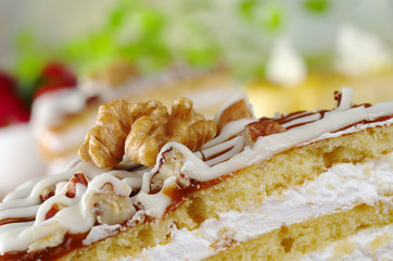 A half walnut on a walnut cake