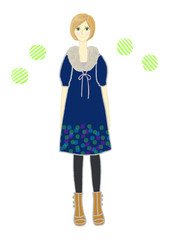 かわいい模様のワンピースを着た女の子