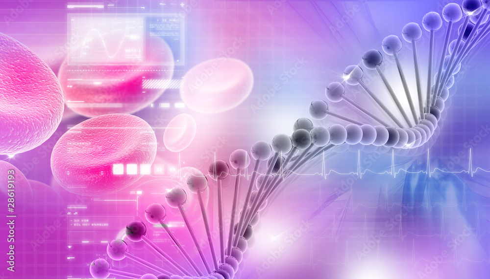 Poster 3d dna in color background