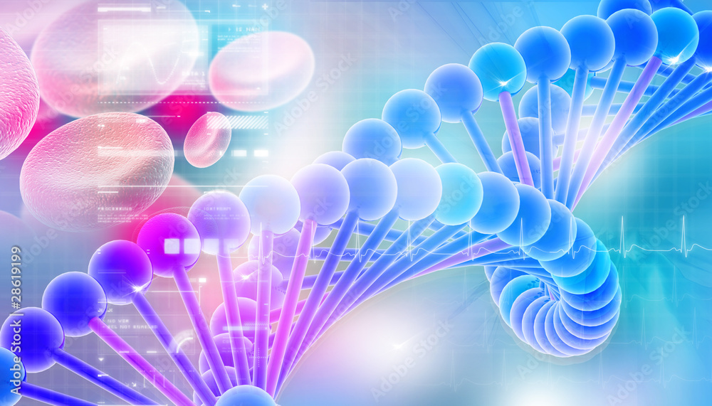 Poster 3d dna in color background