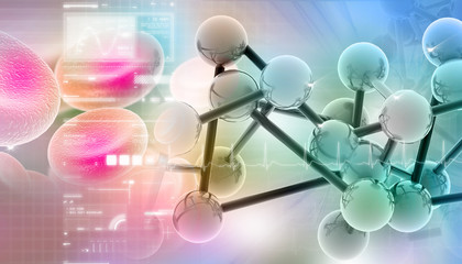 Digital illustration of molecules in abstract background