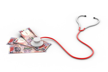 Financial concept - Stethoscope testing dollar