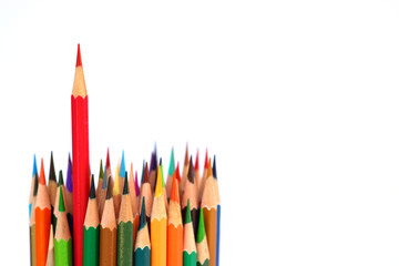 Various colour pencils isolated on the white