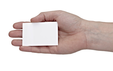 hand holding blank message note