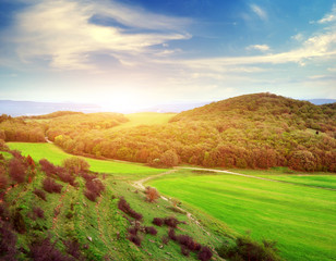 Fototapeta premium Sundown in mountain.