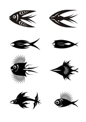 Fototapeta premium Black fish icons