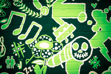 Graffiti patterns in green