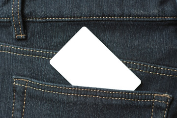 Blank card in the back pocket of jeans