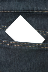 Blank card in the back pocket of jeans