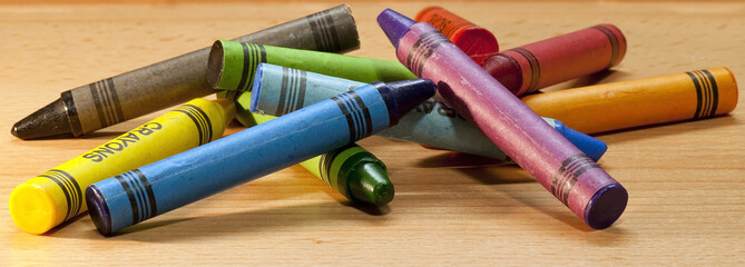 Crayons lying in chaos