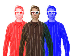 Man Wearing 3D Glasses