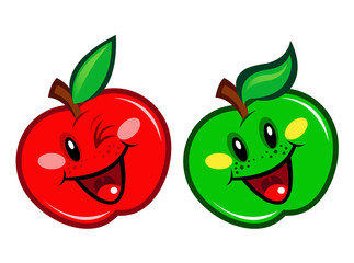 Happy Green & Red Apple