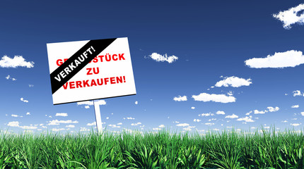 Schild im Gras - Grundstück verkauft