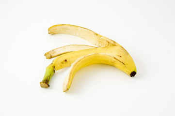 白背景にバナナの皮のアップ