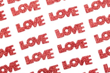 Glitter red love letter background.