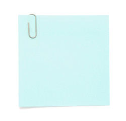 Blue paper note with paper clip