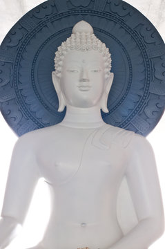 Portrait of beautiful white buddha at  Buddhadasa Indapanno Arch