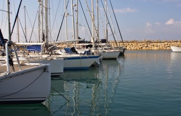 Yachts anchored at the marina