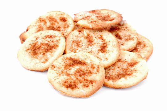 Homemade Cookie With Cinnamon, Isolated On White Background