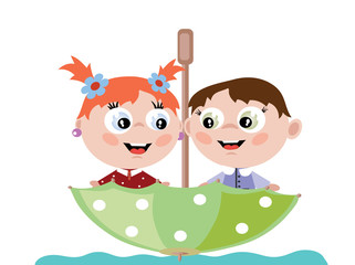 Children in umbrella