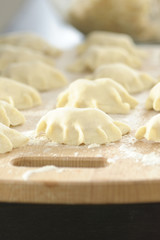 Traditional polish dumplings before being boiled