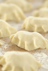 Traditional polish dumplings before being boiled