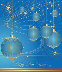 Merry Christmas and Happy New Year blue background.