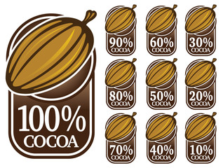 100% Cocoa Seals / Marks / Icons