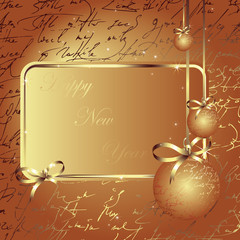Merry Christmas and Happy New Year gold postcard