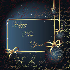 Merry Christmas and Happy New Year blue postcard