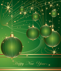Merry Christmas and Happy New Year green background.
