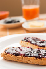 Breakfast with butter and jam