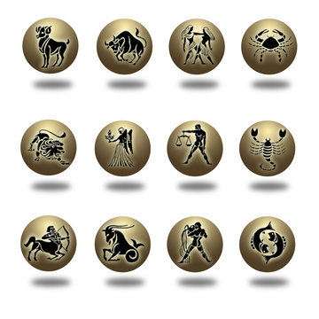 Zodiaco en bolas doradas