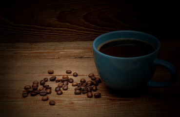 grains and cup of coffee