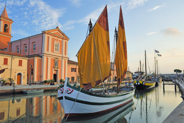 Cesenatico harbor, antique fishing sailing boats - 28643191