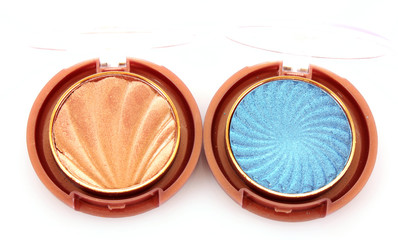 make-up eyeshadows of two colors on white