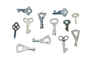 Old rusty key, isolated on white background