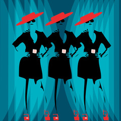 Three girls on a scene