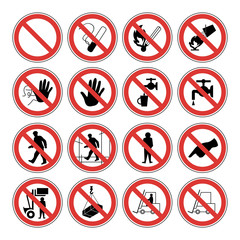 Warning signs vector icons for work safety