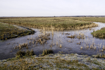 meeting of two frozen Pevensey Marsh Dykes