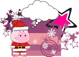 pig  claus cartoon card