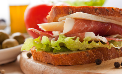 Prosciutto and cheese sandwich