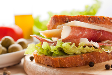 Prosciutto and cheese sandwich