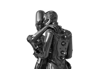 Couple of robotic man and woman