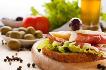 Prosciutto and cheese sandwich